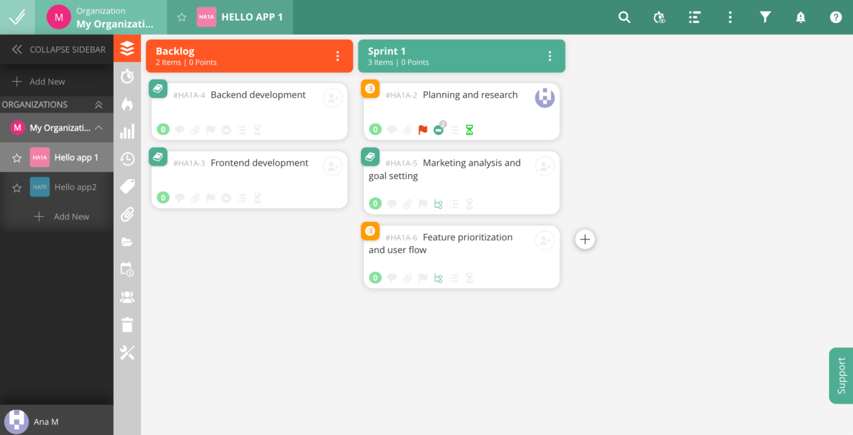 Scrum board in VivifyScrum
