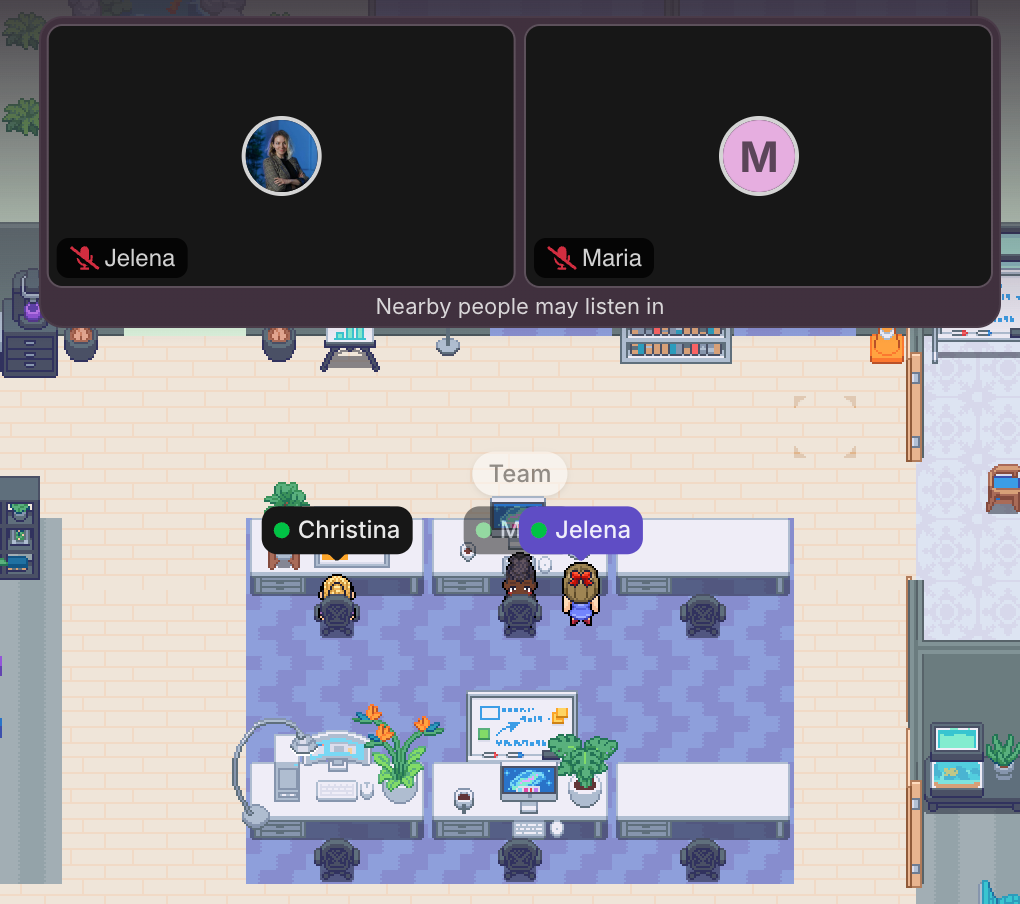 Starting a conversation with a colleague in Gather