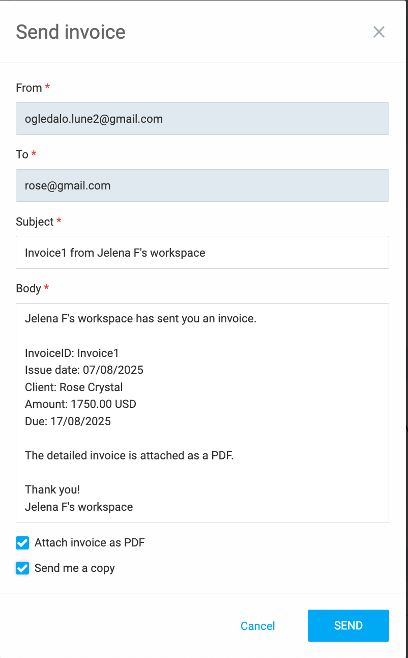 Creating invoices in Clockify