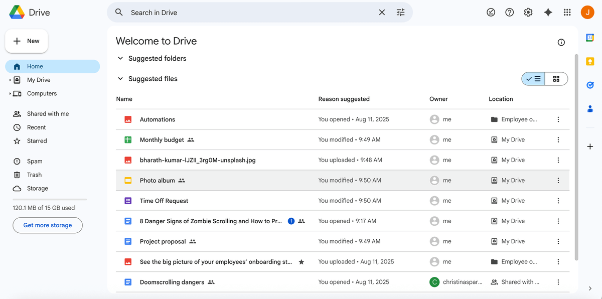 Storing files in Google Drive