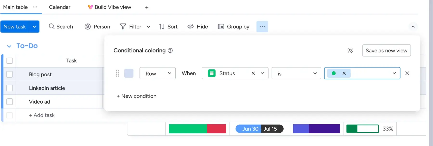Conditional coloring in monday.com