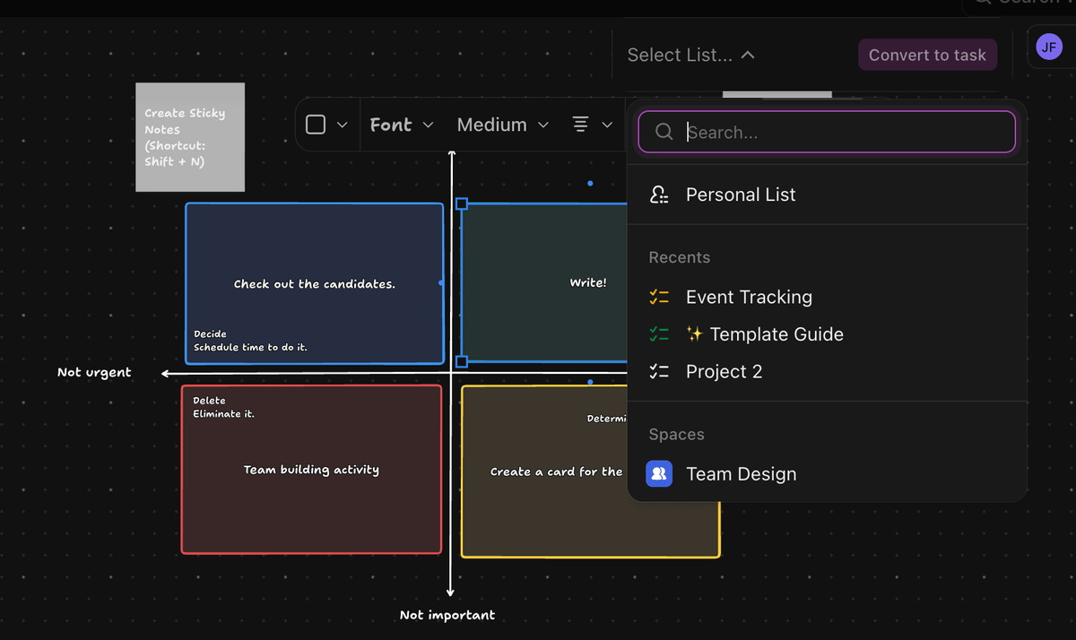 Eisenhower matrix in ClickUp