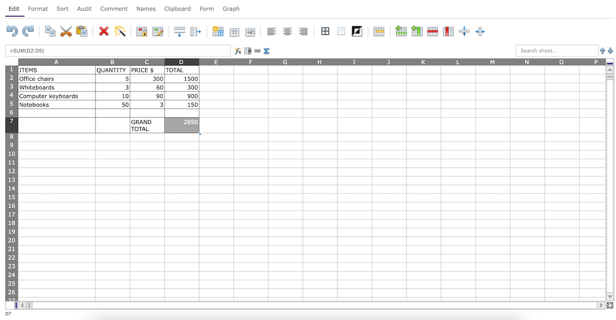 EtherCalc's interface