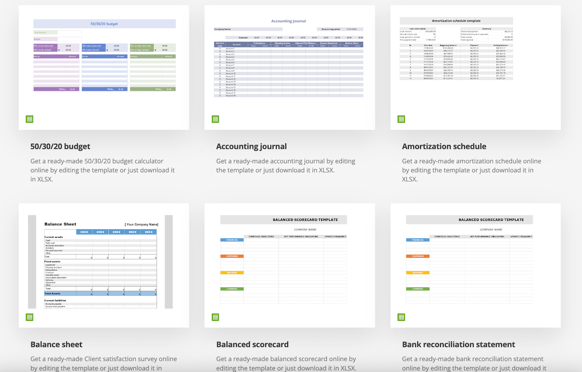 ONLYOFFICE spreadsheet templates (source: ONLYOFFICE)