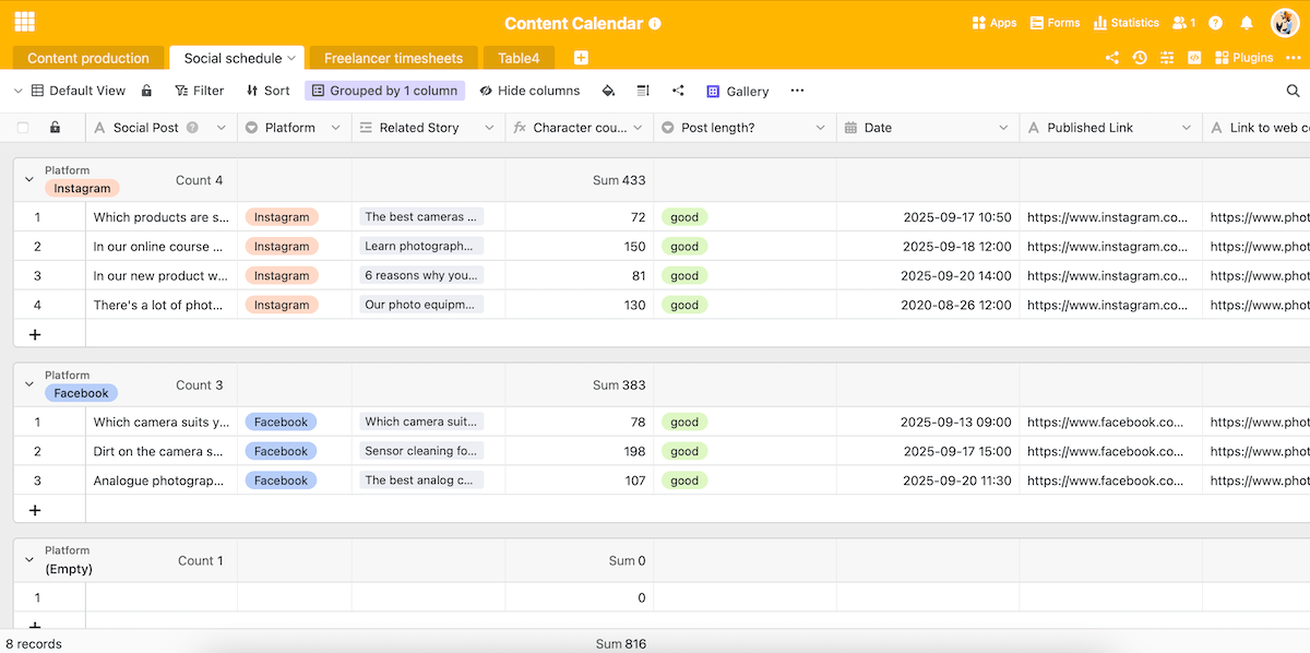 SeaTable's interface