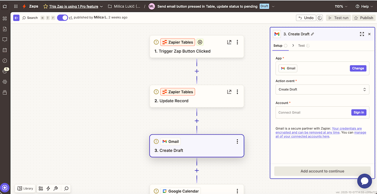 Setting up automations in Zapier