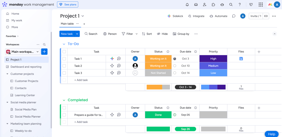 monday.com’s user interface