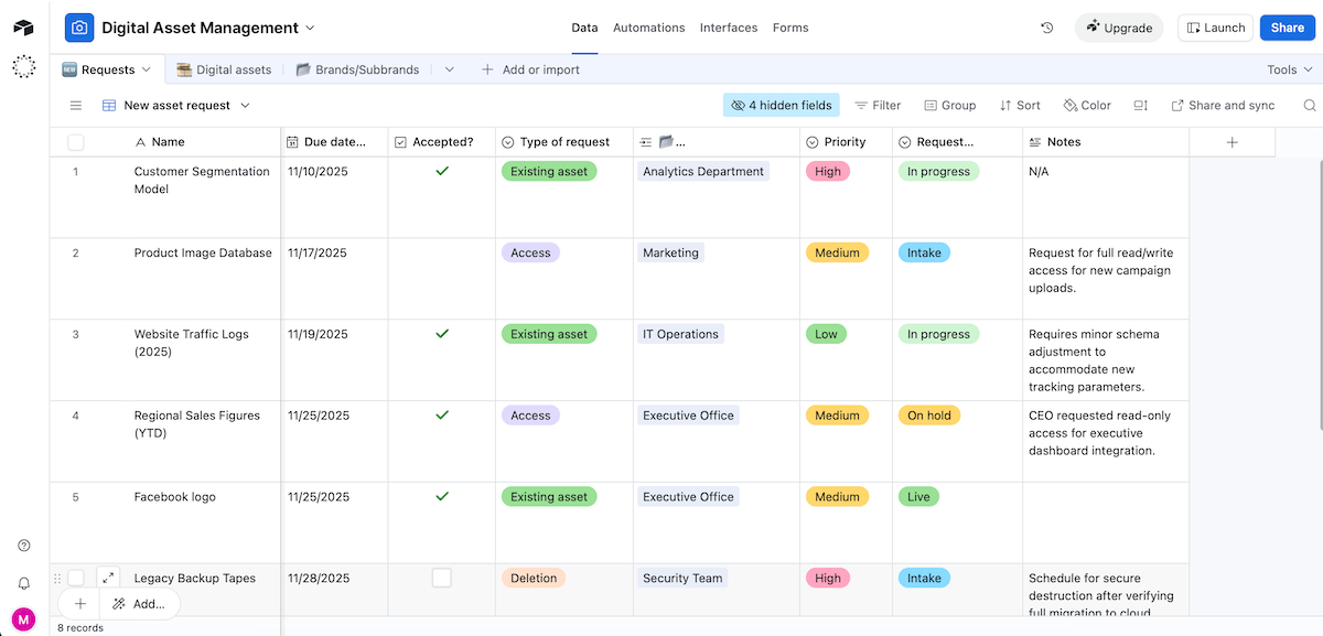 Airtable's interface