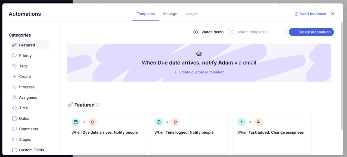 Automations in Teamwork