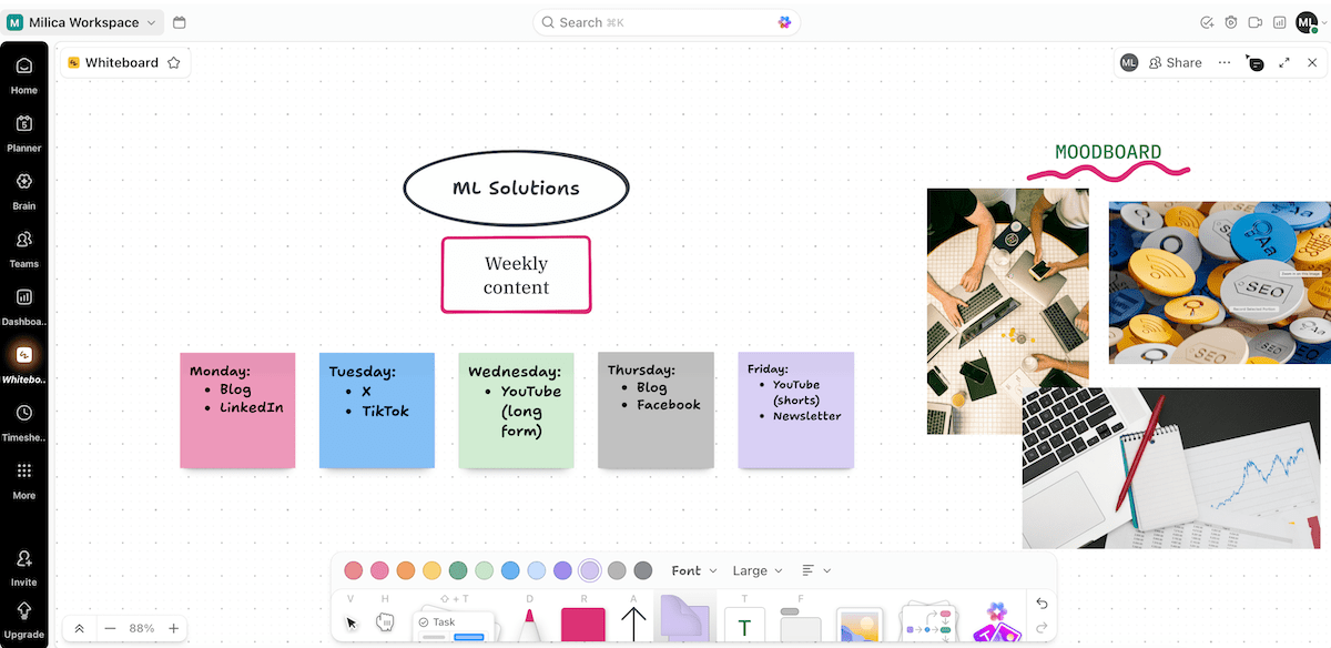 ClickUp's whiteboard