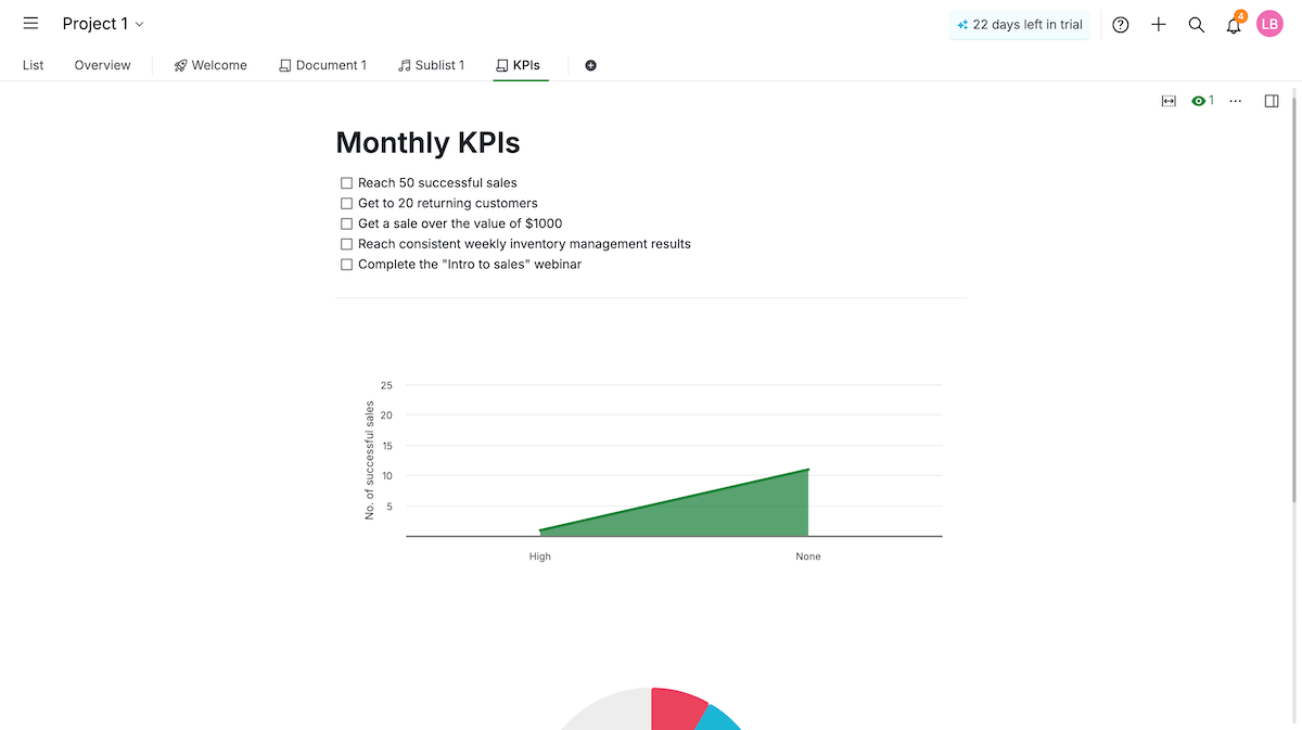 Creating a collaborative KPI tracking Doc in Quire