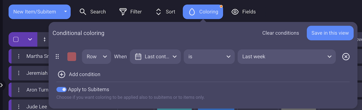 Conditional coloring in Plaky