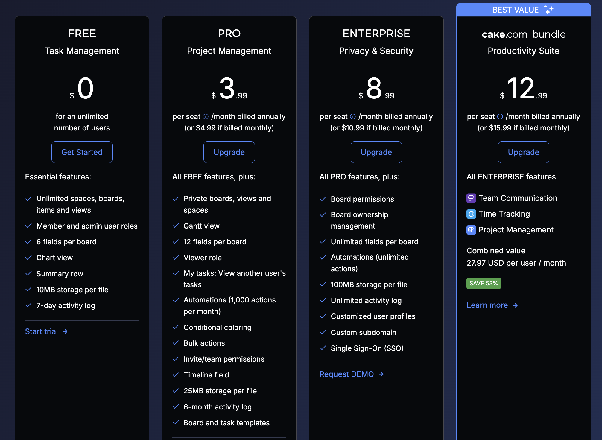 Plaky's pricing plans