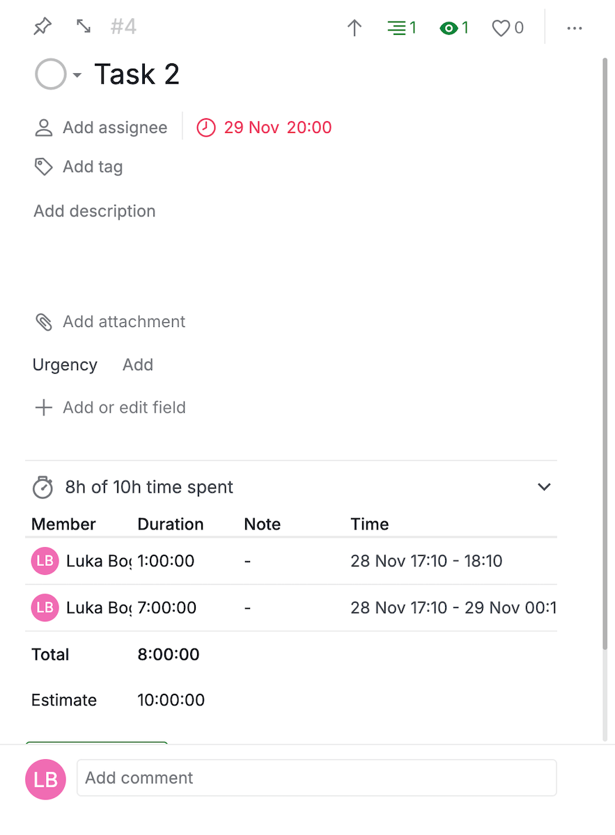 Tracking and estimating task time in Quire