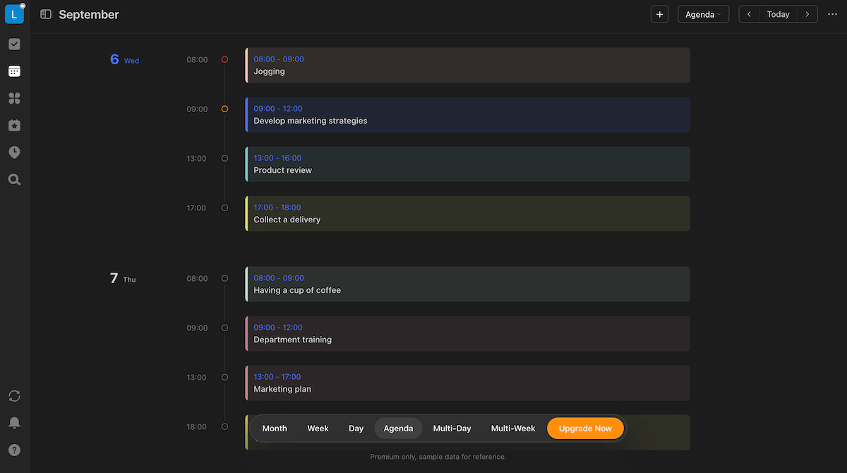 Calendar view in TickTick