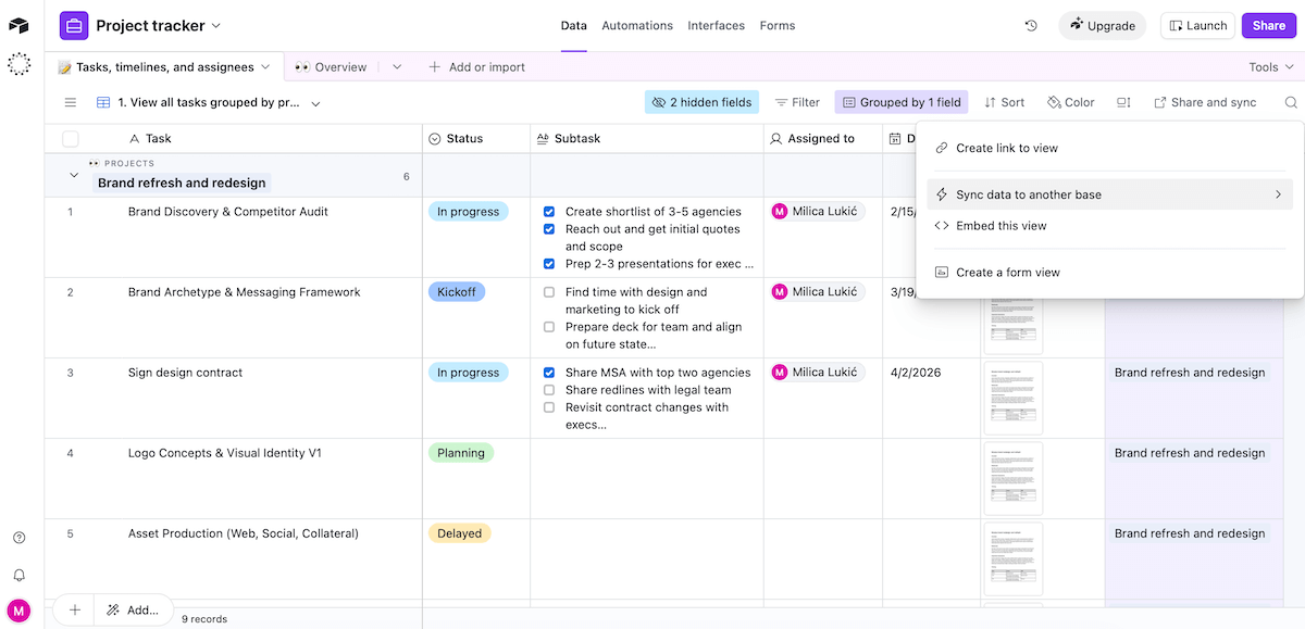 Airtable allows database syncing