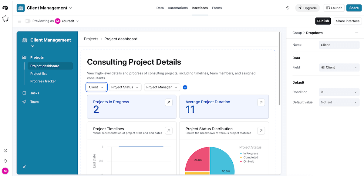 Customizable client portal in Airtable
