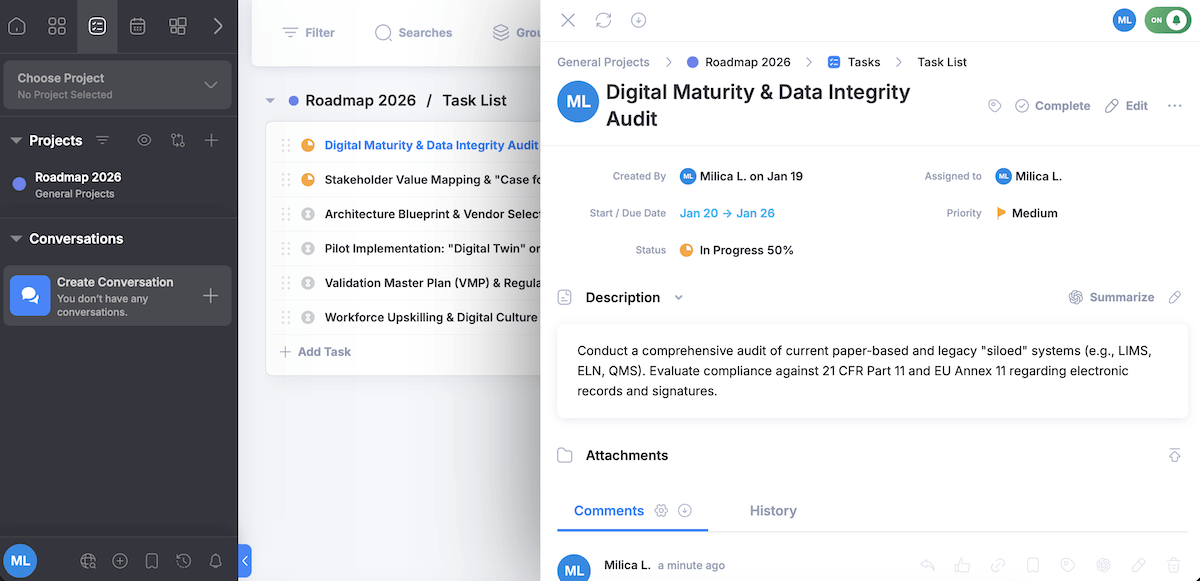Task details in Freedcamp