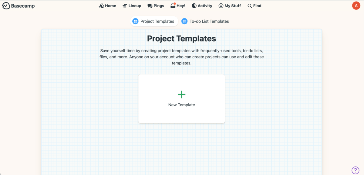 Adding a new template in Basecamp