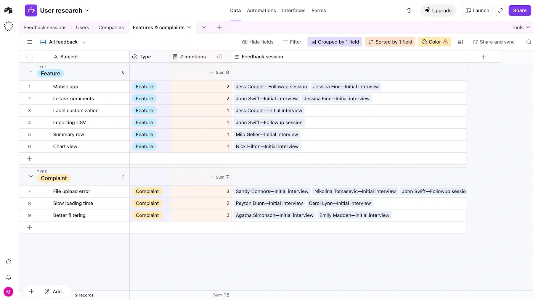 Airtable's interface