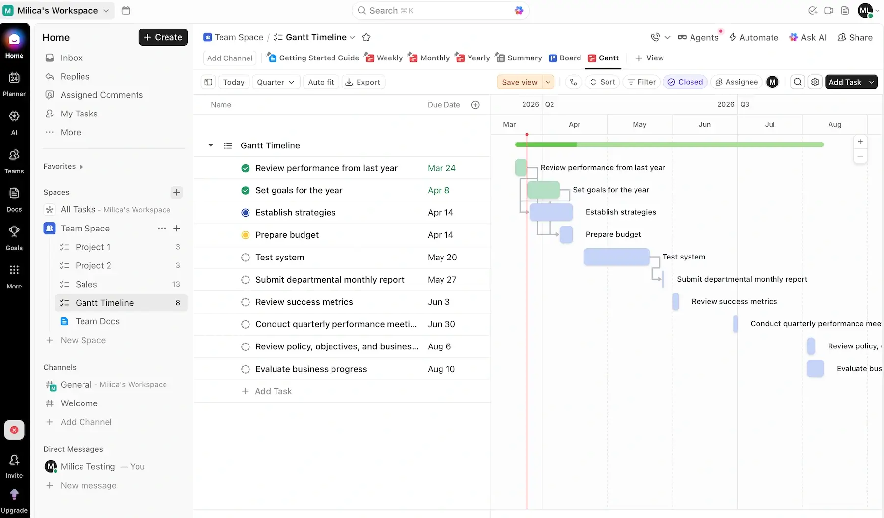 ClickUp’s interface