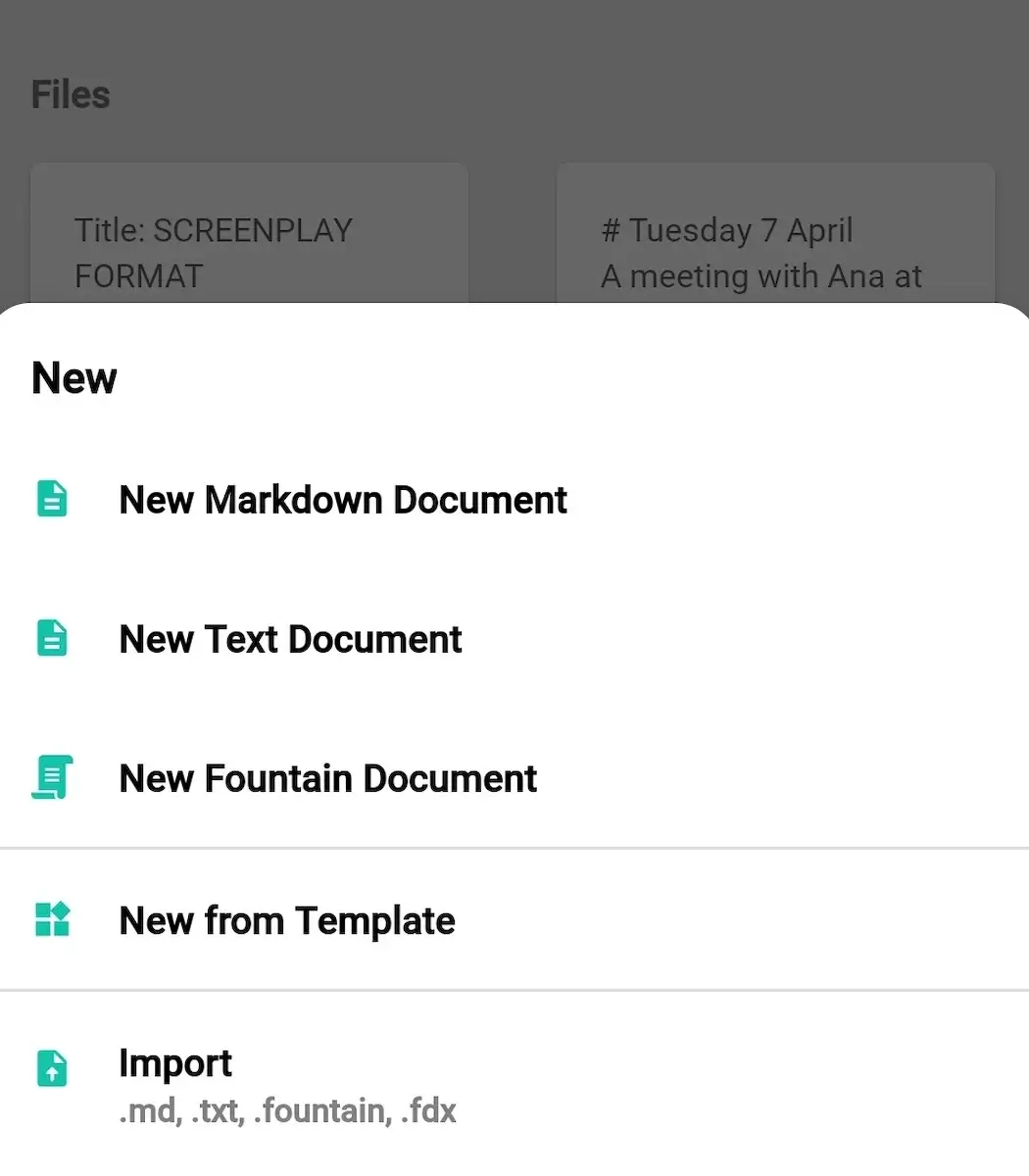Creating a note in JotterPad