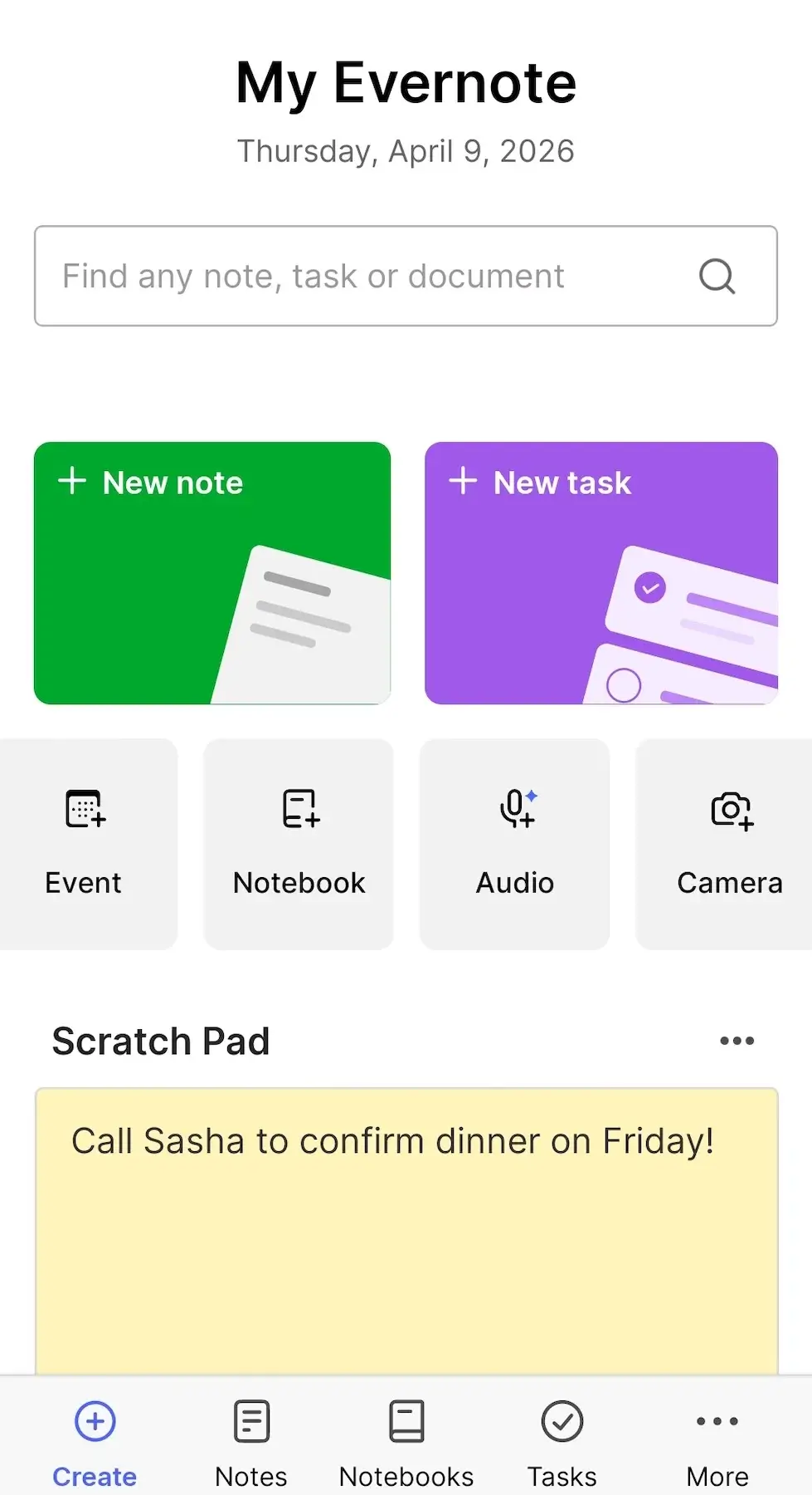 Evernote’s home page