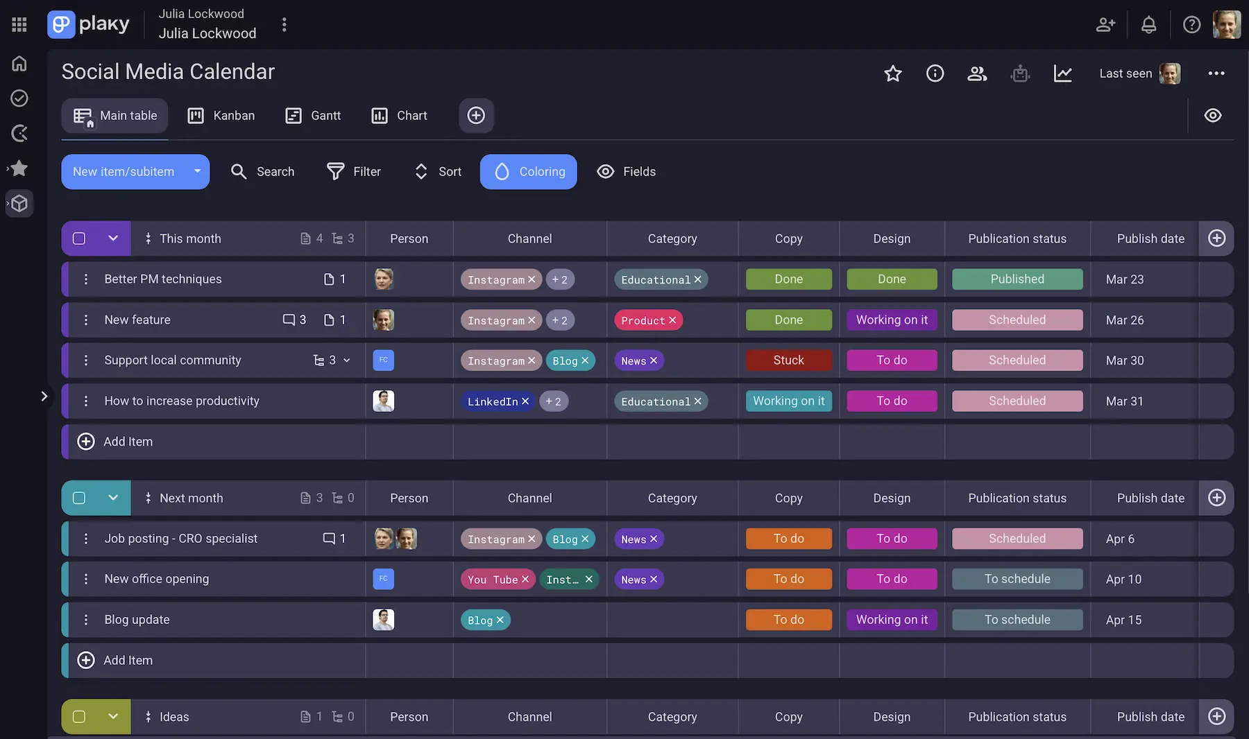 Plaky's colorful board