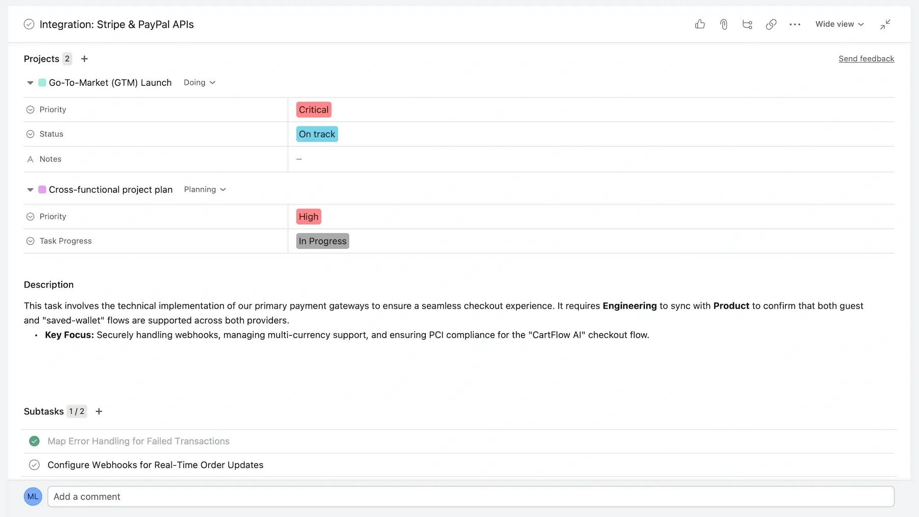 Multi-home task in Asana
