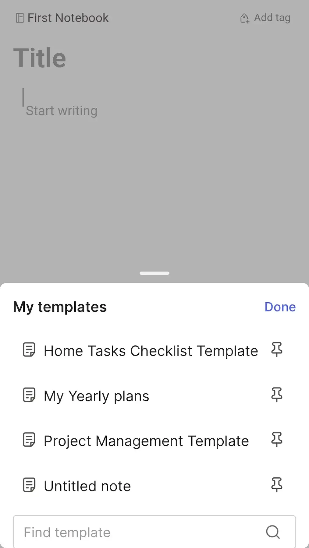 My templates in Evernote