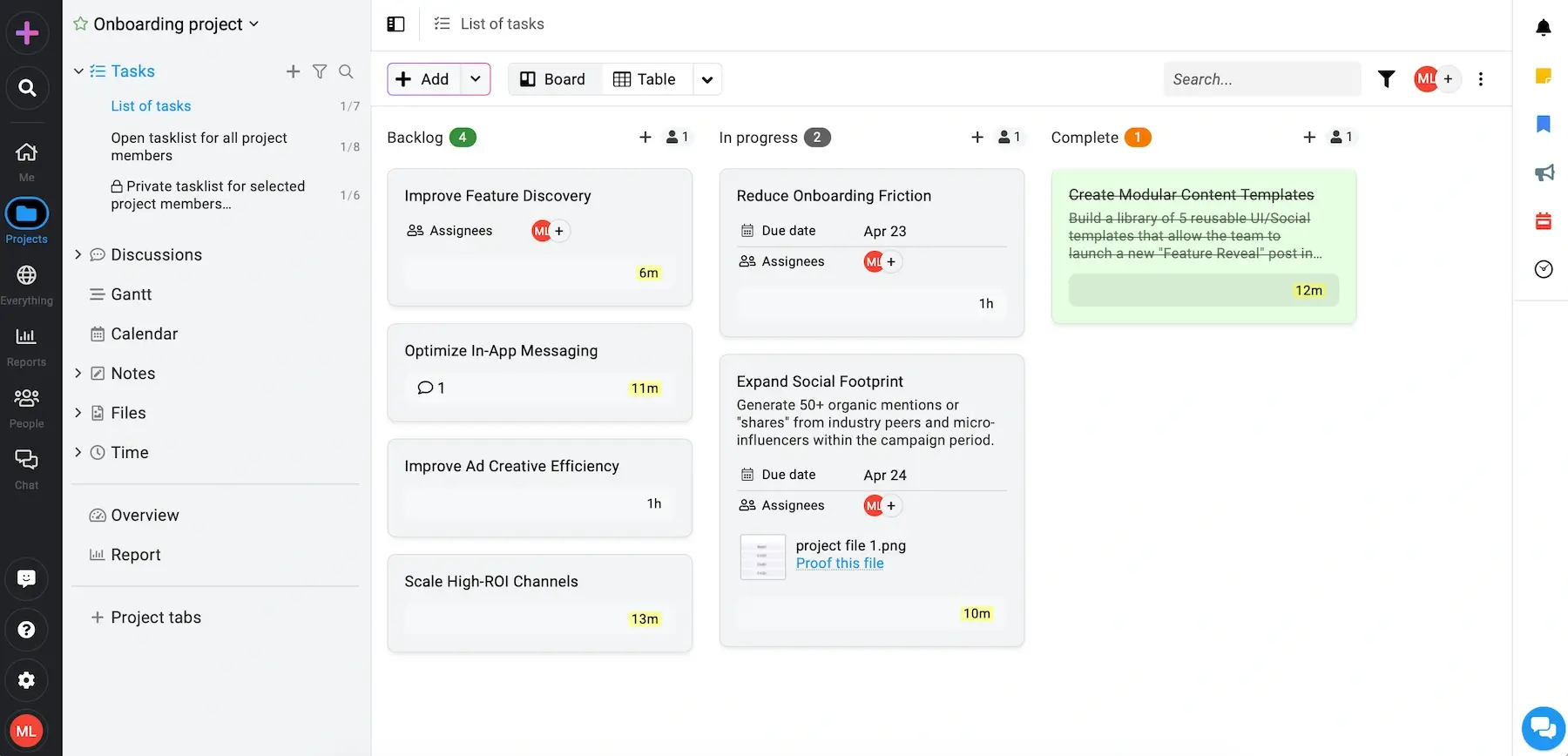 ProofHub’s UI
