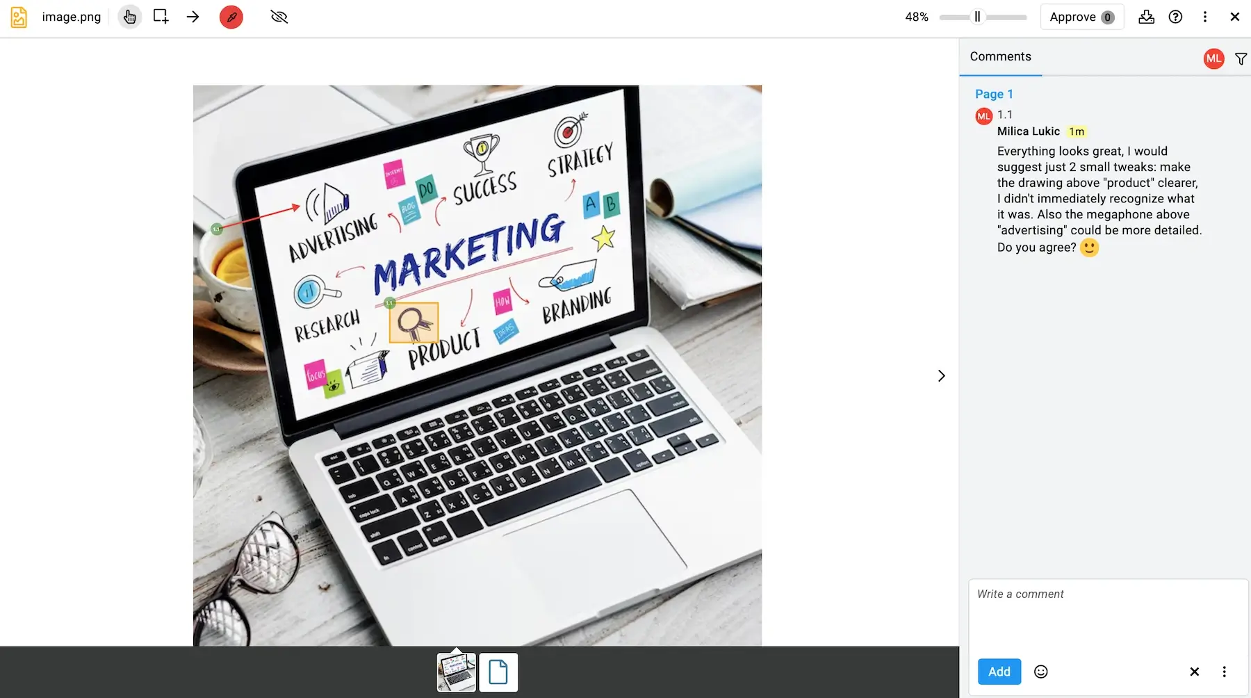 Reviewing a file in ProofHub