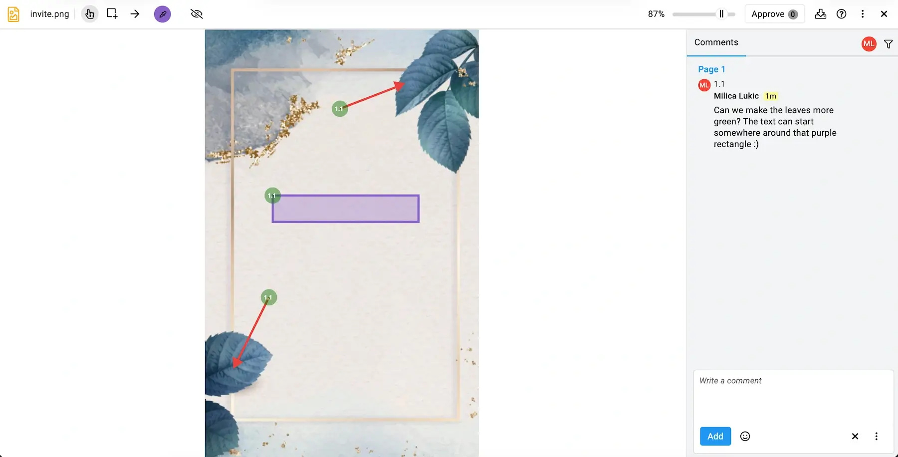 Reviewing an image in ProofHub