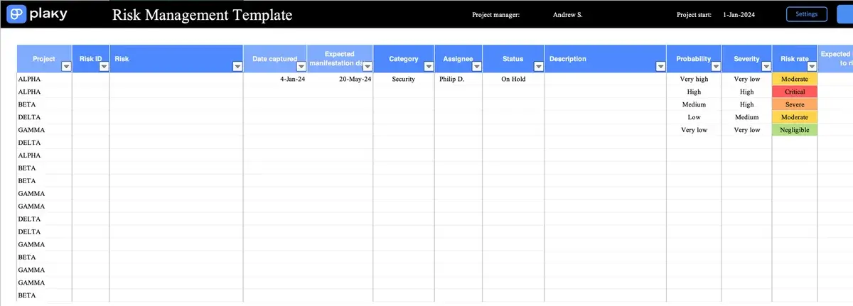 Risk management template