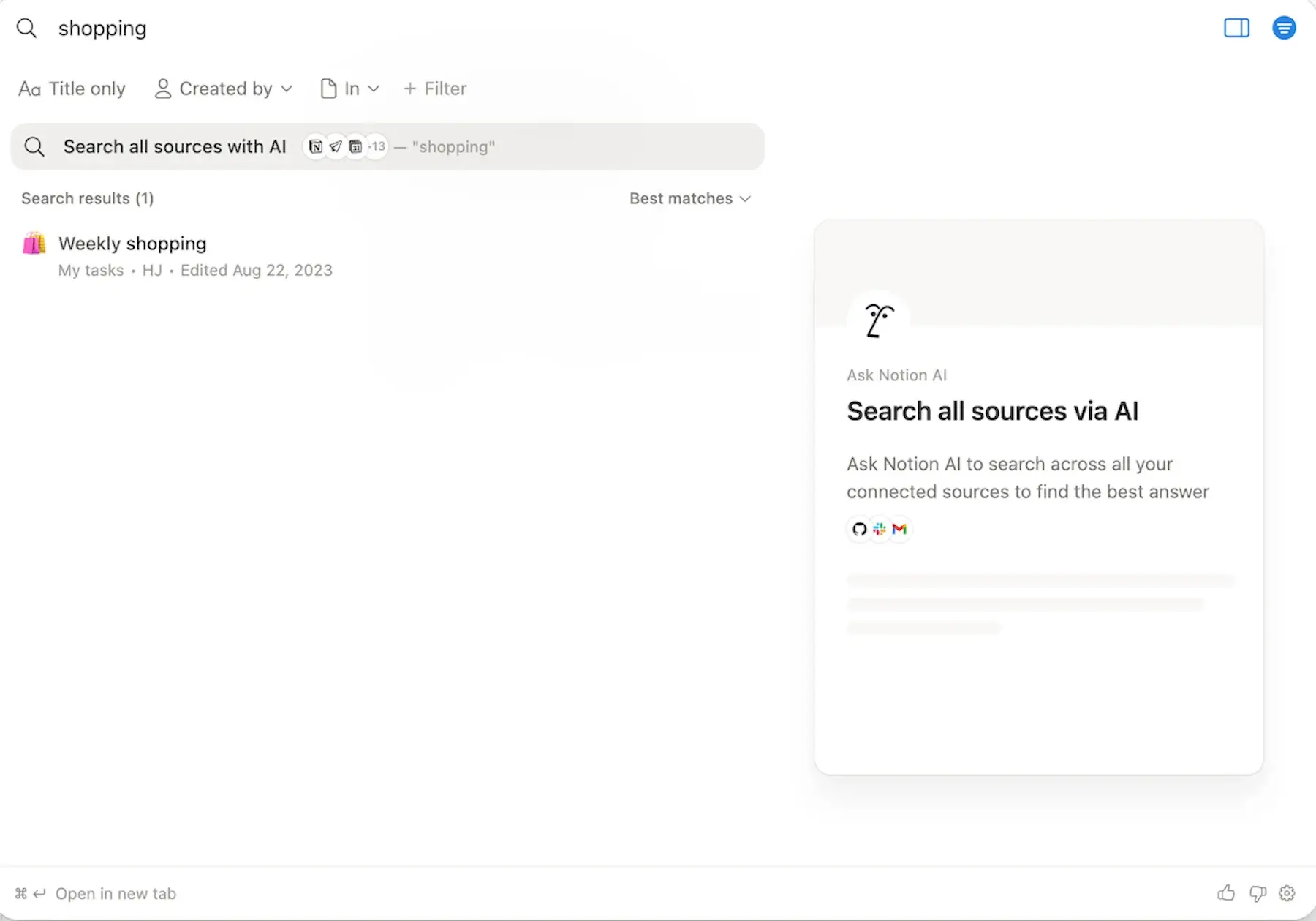 Search option in Notion