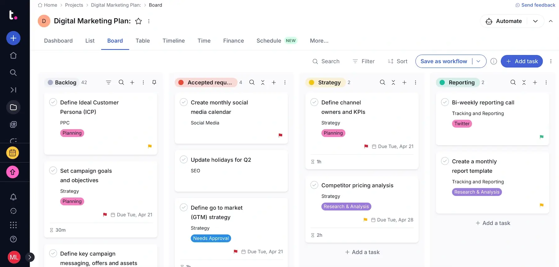Teamwork.com’s UI