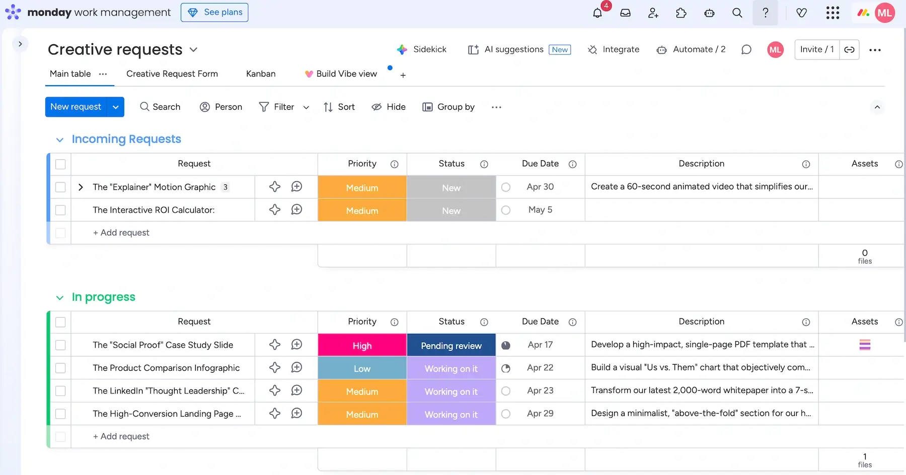 monday.com’s UI