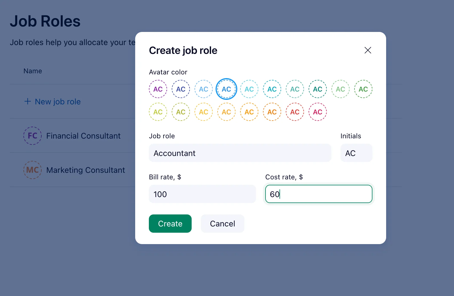 Creating job roles in Wrike