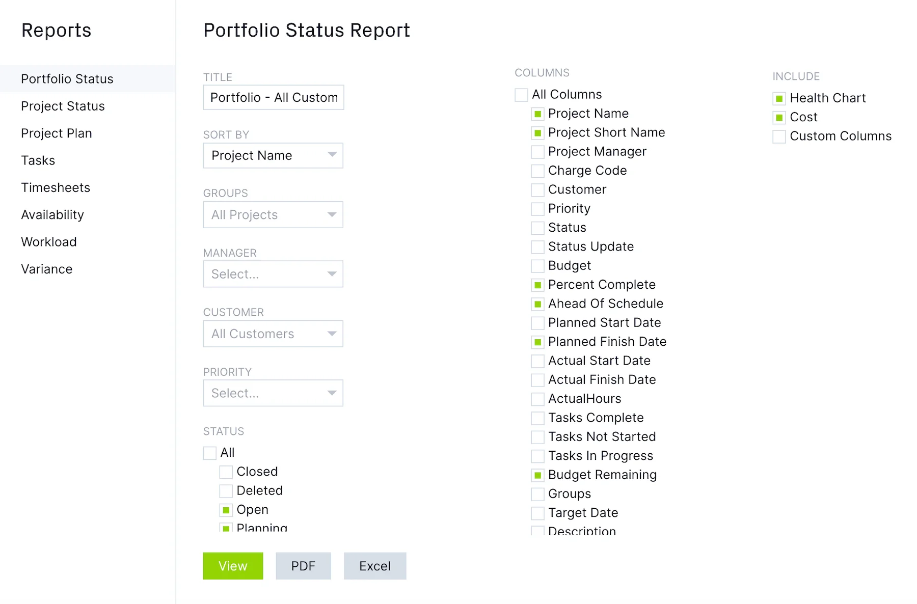 Reports in ProjectManager
