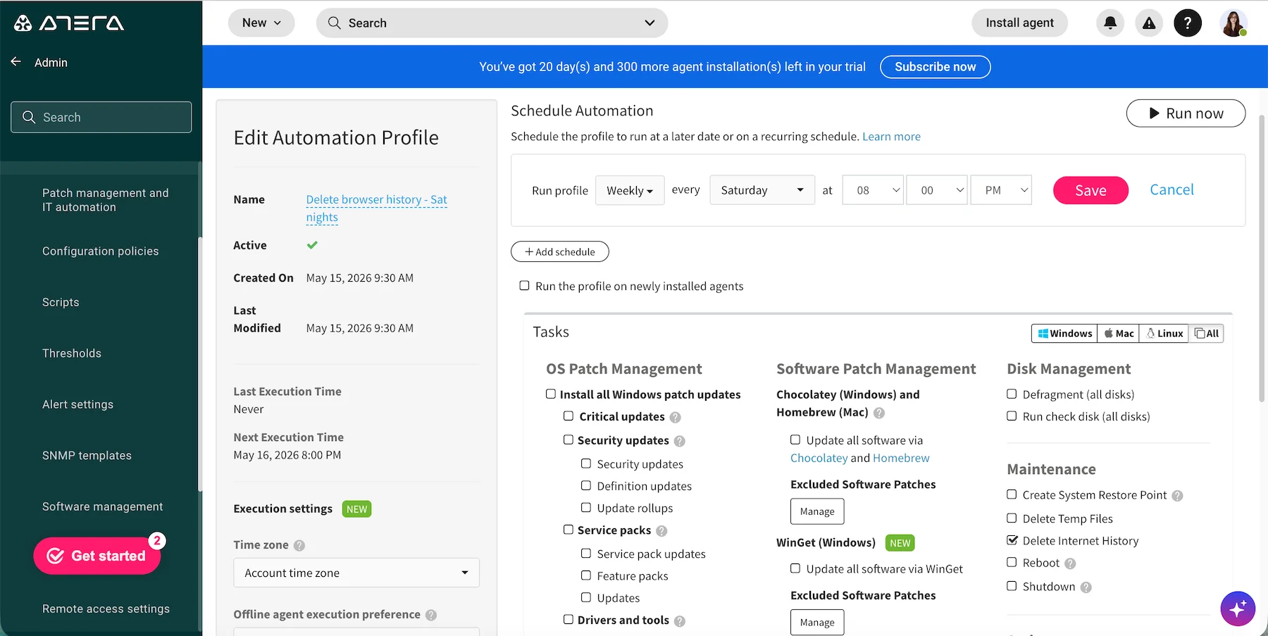 Setting up automation profiles in Atera