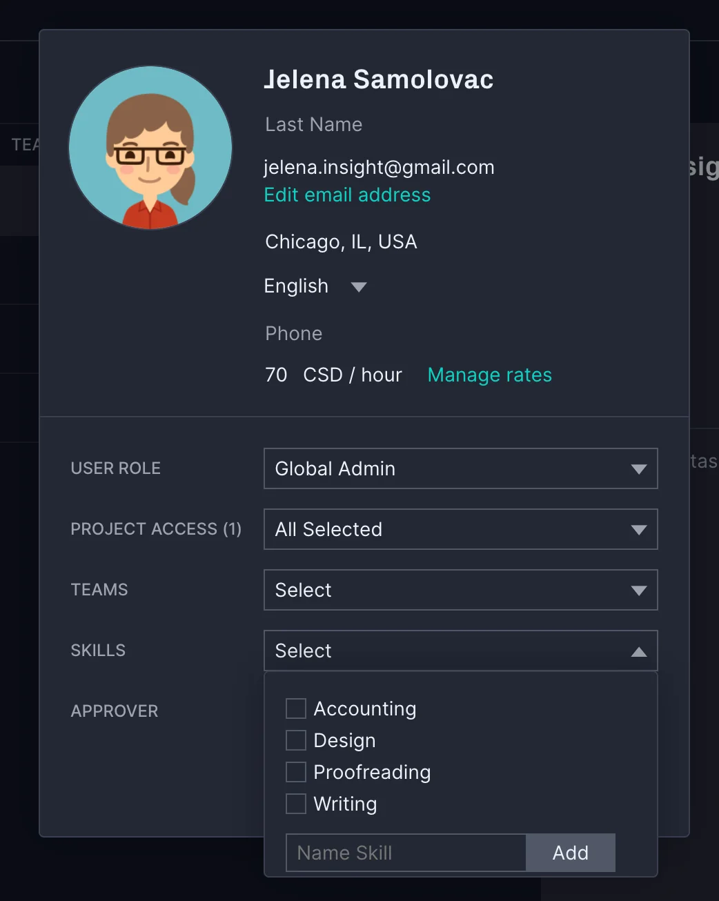 Skill tagging in ProjectManager