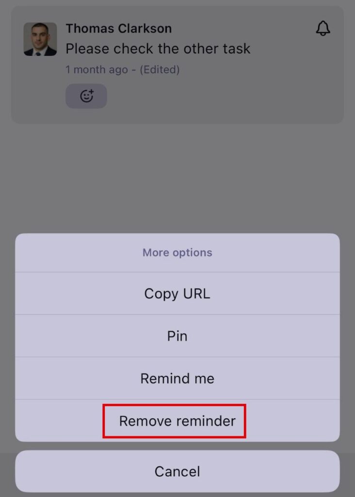 Remove comment reminder