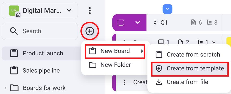 create board from template