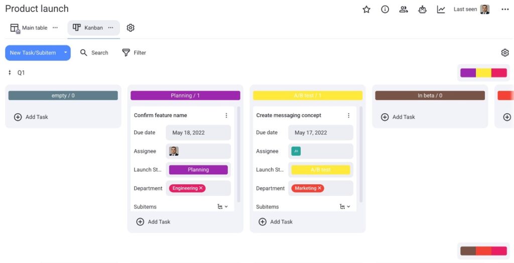 Kanban view in Plaky