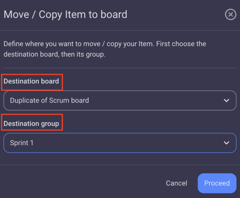 Move/Copy Item to Another Board - Plaky Help