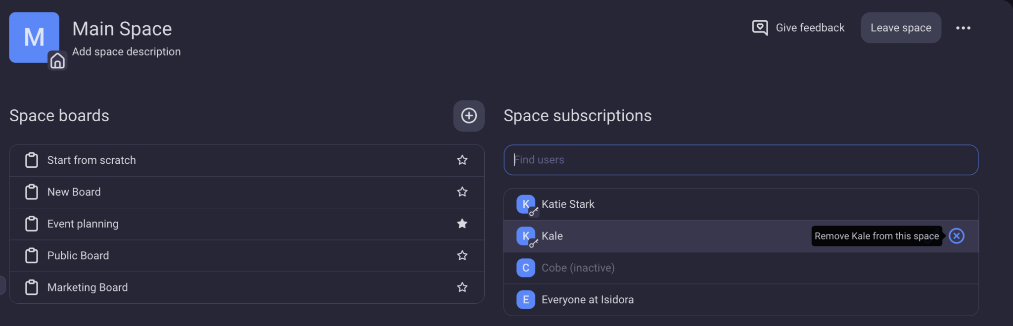 Invite or remove Space users - Plaky Help