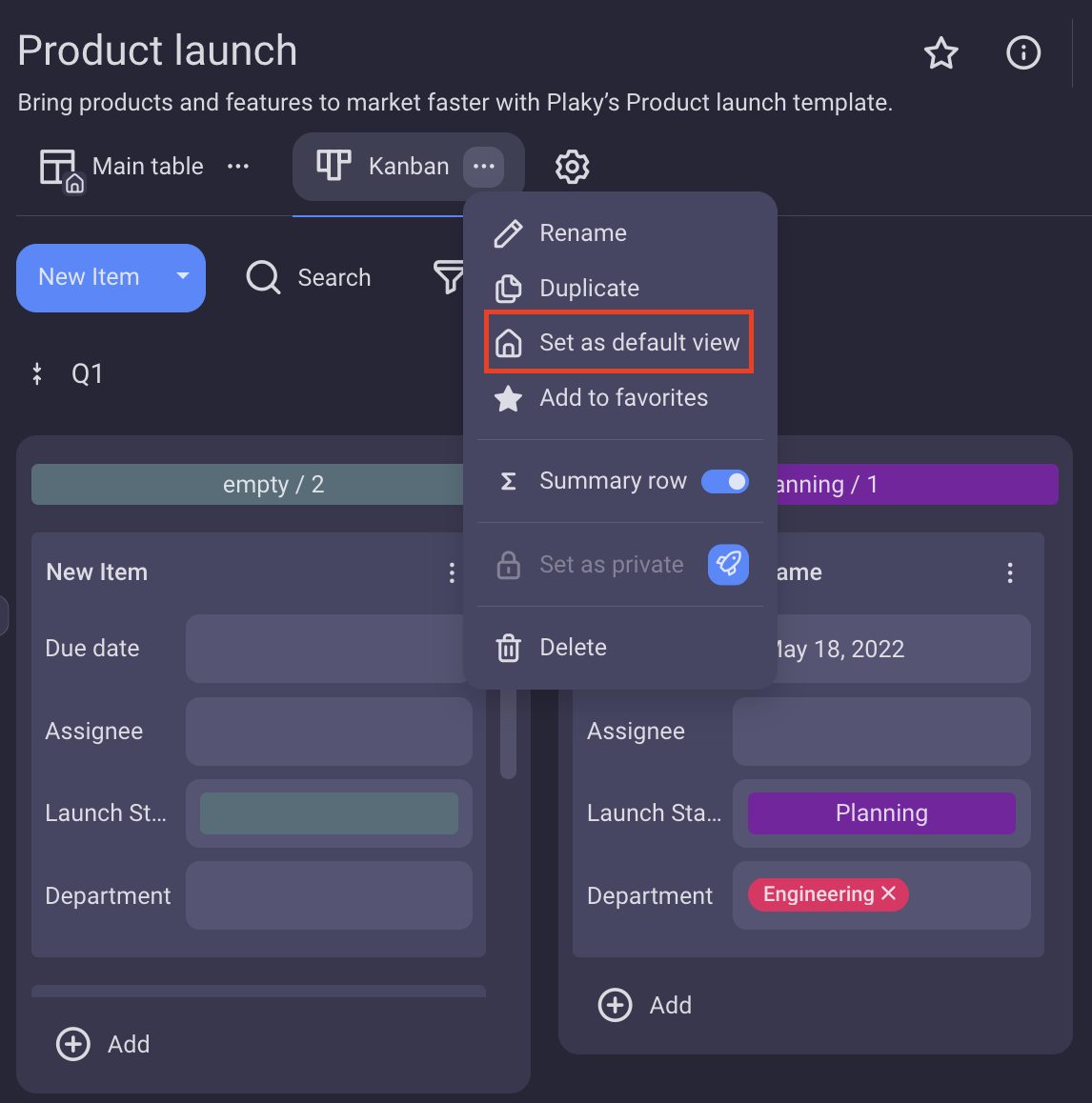 Manage Board - Plaky Help