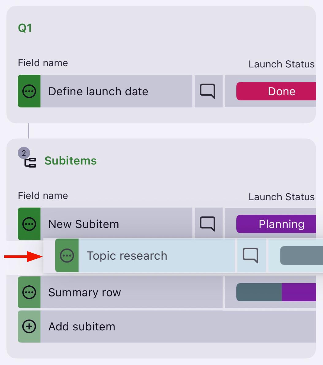 Create and Manage Subitems - Plaky Help