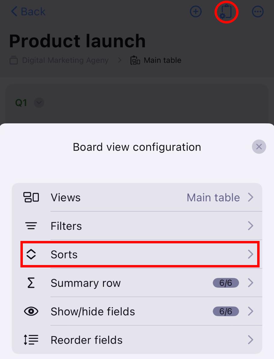 sort items on ios