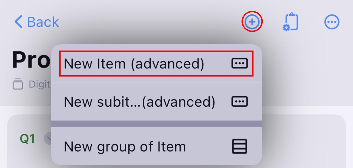 Create a new item on ios